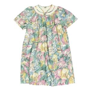 Vintage Pastel Floral House Dress Prairie Cottagecore‎ Muumuu Pink M